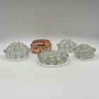 5 Vintage Glass Flower Frogs Vase Various Sizes Clear Marigold Dome Floral Lot