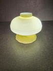 Vintage Czech Custard Yellow Opaline Glass Mushroom Lamp Shades Pair Art Deco