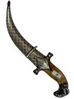 Mughal Indo Persian Silver Kofthgiri Worked Knife Dagger Damascus Steel Blade