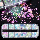 Jmeowio Holographic Mermaid Nail Art Glitter Iridescent Flakes 12 Grids Gradient