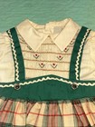 Vintage Polly Flinders Hand Smocked Dress Size 4 Red Green Tan Plaid Vguc