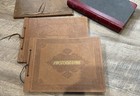 Vintage Old Photo Albums Leather Cover Registry Record Book Ephemera Scrapbook