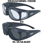 Transition Photochromic Motorcycle Sunglasses Fit Over Rx Glasses Clear To Smoke
