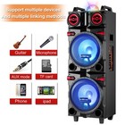 9000w Bluetooth Speaker Dual 10  Subwoofer Heavy Bass Sound System Party   Mic