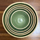 Vintage Mccoy Green  windowpane  Pattern Stoneware Nesting Mixing Bowls Set Of 5