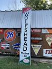 Huge Antique Vintage Old Style Wolf   s Head Motor Oil Sign