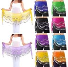 Women Belly Dance Hip Skirt Scarf Wrap Belt Hipscarf Silver Coins Halloween Xmas