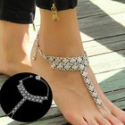 Silver Flower Chain Barefoot Anklet Tibetan Ankle Bracelet Beach Foot Jewellery