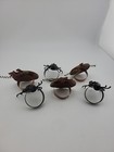 Vtg Set Of 6 Halloween Napkin Ring Holders 3 Pumpkins 3 Spiders Partys Tableware