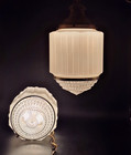 Antique 1920s Hanging Art Deco Milk Glass Skyscraper Pendant Light Fixture