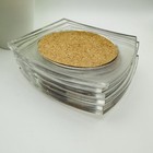 Vintage Mcm Lucite acrylic Coasters Clear Cork  Set Of 6