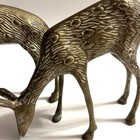 Solid Brass Buck And Doe Deer Pair Vtg Figurines Sculptures Set Of 2 Nice Patina