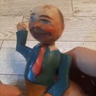 Wood Wine Bottle Stopper Mechanical Man With Tie No Hat Hand Carved Vtg As Is
