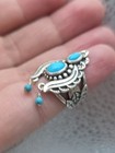 Native American Carolyn Pollack Sterling Silver Turquoise Ring Signed Size 6