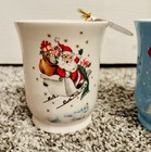 Mr  Christmas Vintage Style Santa   Snowman Ceramic Candle Holder Set Of 2