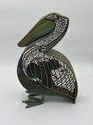 Handcrafted Metalwork Pelican Bird Fan  Copper   Turqouise Unique