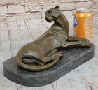 Bronze Sculpture Signed Moore African Female Lion King Of Figurine Statue Decor