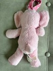 Kellytoy Plush Pink Elephant Rattle Infant Baby Crib Toy Polka Dot Ears Loop