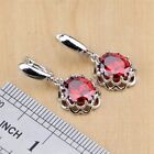 925 Silver Oval Cz Garnet Ring Earrings Bracelet Pendant Necklace Set