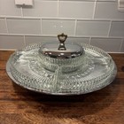 Vintage 1950s Kromex Chrome Rotating Lazy Susan With Divided Sections 