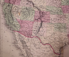Antique 1866 Map Of United States By A  J  Johnson - Civil War Era 18x26
