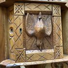 1800s Antique Black Forest Dead Bird Carved Wall Hanging Shelf Corner Cabinet
