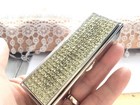 Vintage Crystal Lipstick Holder Case Estate Jewelry Silver Clear Rhinestone