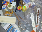 Huge Lot Sewing Craft Notions Thread Buttons Glue Gun Lace Needles Scissors 6 Lb