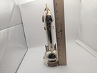 Vintage Astro Mfg Rocket Gold Tone Metal Coin Bank 60s Space Age First National 