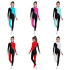 Us Girls Full Body Leotard Ballet Dance Unitard Long Sleeve Color Block Jumpsuit