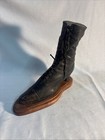 Antique Victorian Edwardian Black Leather Lace-up High Button Boot Display Shoe
