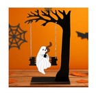 Black Halloween Tree With Ghost On Swing  Black Halloween Tree  Swinging Ghost