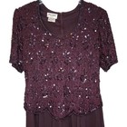 Brilliante Burgundy Lace Overlay Flowy Evening Holiday Dress Xxl Beaded Sequin