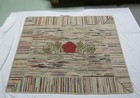 Antique Hooked Rug  43  X 53   Handmade  Folk Art  Rectangle With Rose  Striped