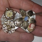 Vtg Cameo Artist Assemblage Button Foil Pin Brooch