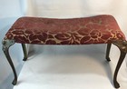 Art Deco Antique Cast Iron Upholstered Vanity Stool Bench Regency Winged Creatur