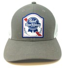 Pabst Blue Ribbon Patch Pbr Mesh Trucker Snapback Hat Cap Adjustable Curved Bill