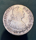 Vg - 1794 - Lima Peru - 2 Reales - Rare Silver Coin 