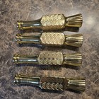 Vintage Solid Brass Fireplace Tool Handles Only Leaf Design Set Of 4 Heavy