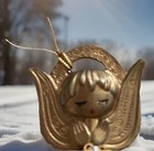 Vtg 60s 70s Handmade Christmas Ornament From Kit Sequin Beaded Angel Gold