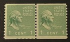 Travelstamps  Us Stamps Scott  839 1 Cent Coil Line Pair Mint Mnh Og    Error