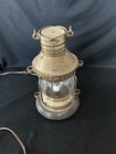 Vintage Anchor Brass Electric Lamp And Lantern With Red Light Marine Boat Ship