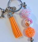 Coffee Keychain Key Ring Rhinestone Pearl Bead Long Tassel Clip On Bag Charm