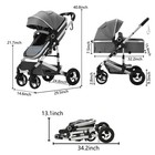 3-in-1 Convertible Baby Newborn Stroller  Lightweight Foldable High Landscape