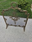 Vintage French Louis Xvi Empire Style Ornate Brass Fireplace Screen Claw Feet