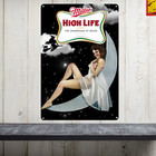 Vintage Sty Miller High Life Beer Brew Milwaukee Lady In The Moon Tin Metal Sign