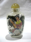 Vintage Chinese Painted Ladies In Garden Snuff Glass Bottle