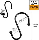 Shower Curtain Hooks Rings set Of 24 Rustproof Metal For Black 