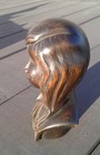 Antique Hand Carved Wooden Bust Of A Young Girl Or Lady