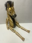 Pier 1 Jointed Wooden Zebra Shelf Sitter Folk Art  Articulated Mohawk 20  Long 